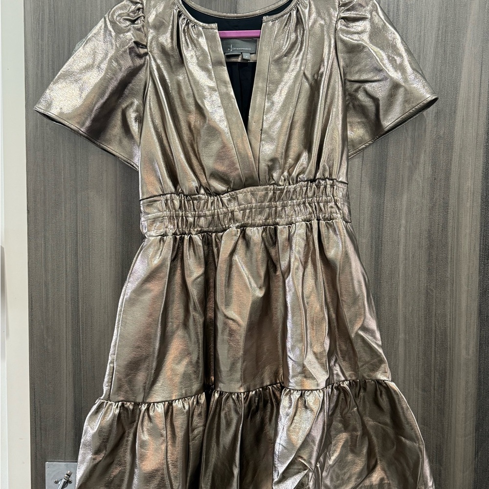 Anthropologie Bronze Metallic Dress